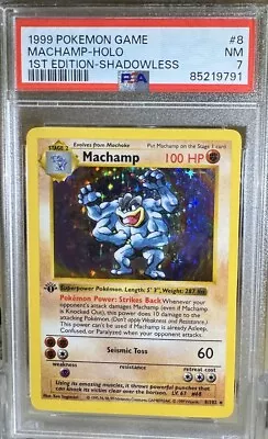 1999 Pokemon Game #8 Machamp-Holo Near Mint 1st Edition-Shadowless PSA Grade 7 • $149.99