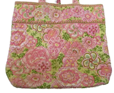 Vera Bradley Tote Ribbons Purse Bag Pink Green Flowers • $9.99