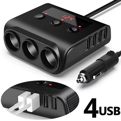 12V 24V Car Cigarette Lighter Socket 3 Way Adapter 4 USB Charger Plug Splitter • $23.49