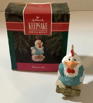 1992 Hallmark Christmas Keepsake Ornament Mom To Be Chicken On Egg 2.5” Tall • $14.97