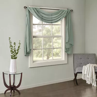 Madison Park Harper Solid Crushed Window Scarf Sheer For Draping Curtain Deco • $34.99