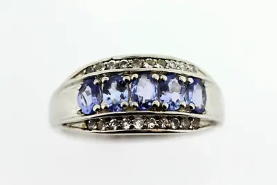 Elegant Tanzanite / White Topaz Silver Ring • $119