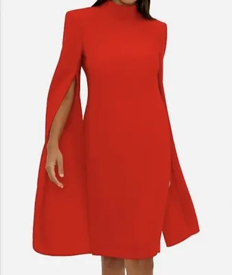 Carla Zampatti Size 10 Red Celebrate Dress Cape Sleeve Mother Of Bride Groom New • $799