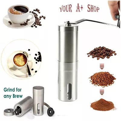 Portable Manual Coffee Grinder Detachable With Ceramic Burr Bean Mill Stainless • $10.95