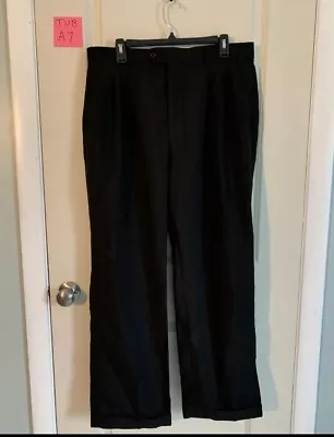 NWT Louis Giani Men Dress Pants Solid Black Wide Leg Pleated Size 38 X 32 • $6.95