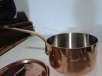 Mauviel M'250 B 2.5mm Copper Sauce Pan With Lid & Brass Handle 3.3-Qt • $612.81