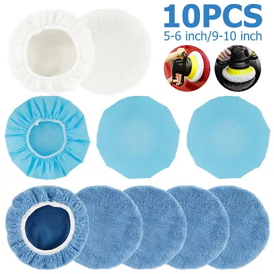 10Pc 5-6inch Car Microfiber Polisher Bonnets Polishing Pad Wax Wash Buffer'Cover • £9.40