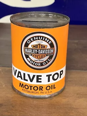  Harley Davidson Valve Top Motor Oil  Small Size Metal Oil Can/coin Bank Nice • $35