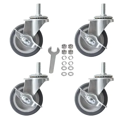 3 Inch Caster Wheels With Locking Brakes Rubber Heavy Duty M10 X 1.5  Threaded  • $23.04