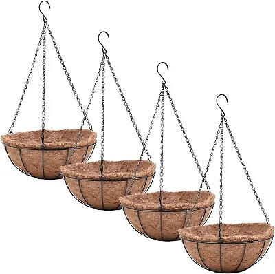 4 Pack Hanging Planter Basket With Coco Coin Liner 8 Inch Hanging Flower Pots • $23.99