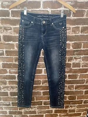 Justice Girls Jeans 8r 8 Regular Bling Dark Wash Jeans Simply Low Rhinestones • $9.99