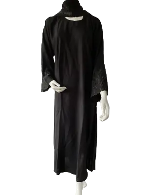 Ladies A-Line Lace Diamante Cuffed Nida Abaya/Jilbab/Maxi Black 52545658 • £27