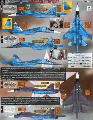 Aztec Decals 1/48 FALLEN HUNTERS SUKHOI Su-34  FULLBACK  Jet Fighter Part 1 • $23.99