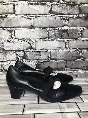 Munro American Black Leather Mary Jane Block Heel Dress Shoes Women Sz 8.5N US • $12.71