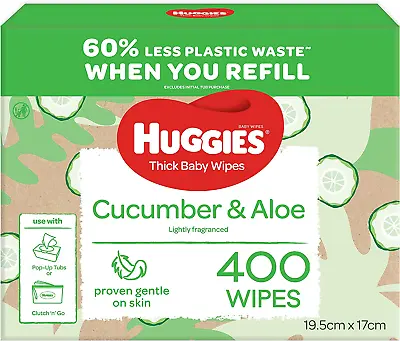 $22.46 • Buy Baby Wipes Cucumber And Aloe Vera Baby Wipes, 400 Wipes Refill Pack