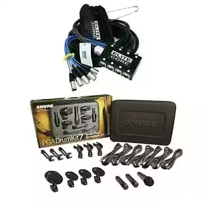 Shure 7 Drum Mic Kit Cables Clips & Elite Core 8 Channel 30' Audio Snake • $673.99