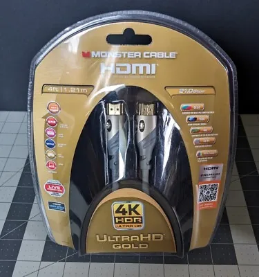 Monster Cable HDMI 4K HDR ULTRA HD GOLD 4 FT 21GBPS 60HZ BRAND NEW • $9.99