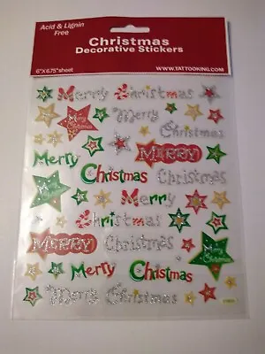 Crafts Stickers Christmas Merry Christmas Glitter Red Green Stars Candy Repeats • $3.99