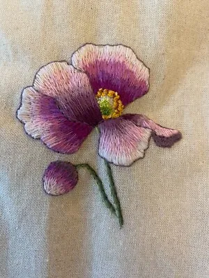 Hand-embroidered Canvas Tote With Flower - Japanese Anemone  • £50