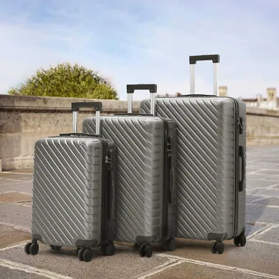 Large Suitcase & Medium Cabin 4 Wheel Luggage Travel Cases Lightweight Hard Big • £24.95