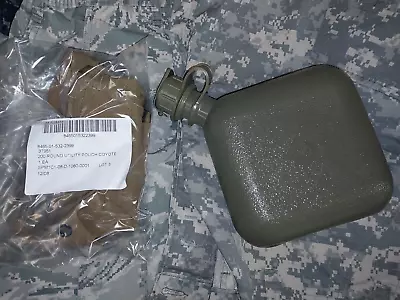 NEW US Military 2 Quart Canteen With NBC Cap And New Coyote Fitted Cover • $14.99