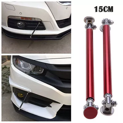 15CM Red Universal Car Front Bumper Lip Splitter Rod Strut Tie Bar Support BF • $14.98