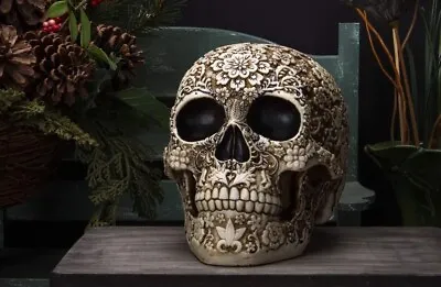 Summit Collection Day Of The Dead Natural Antique Skull Bone Floral Skull Col... • $18.50