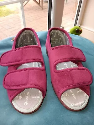 Used Sandpiper Doreen Slippers 39 Wide Fit Twin Touch Fastening For Swollen Feet • £15
