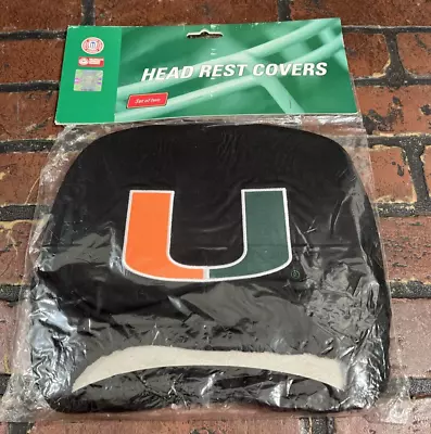 University Of Miami Hurricanes Pair Of Auto Head Rest Covers • $15.99