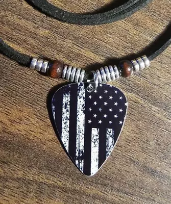 American Flag Aluminum Guitar Pick Necklace • $15