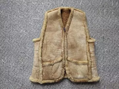 Vintage SHEARLING Sheepskin Vest S Wool RANCHER Hippie 38-40 Boho WESTERN • $168.95