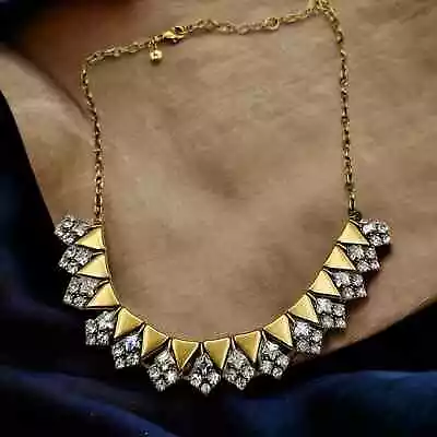 J. Crew Gold & Rhinestone Triangle Necklace • $42