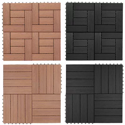 CASARIA® Interlocking WPC Decking Tile For Patio Garden Terrace Outdoor 30x30cm • £13.49