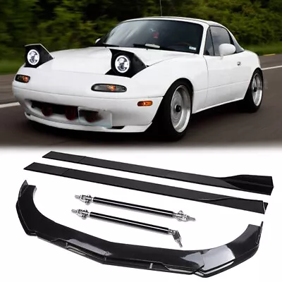 For Mazda MX-5 Miata 2006-2023 Front Bumper Lip Splitter + Side Skirts + Rods US • $166.62