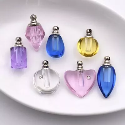 5pcs Glass Vial Charms Colorful Miniature Perfume Bottles Jewelry Pendant Crafts • $13.41