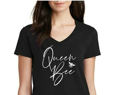 $24.96 • Buy Womens V-neck Queen Bee T Shirt Funny Gift God Save The Queen Party Honey Bee