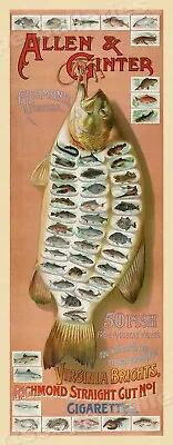 Allen & Ginter 1890s Vintage Style Fishing Advertising Poster - 14x36 • $18.95