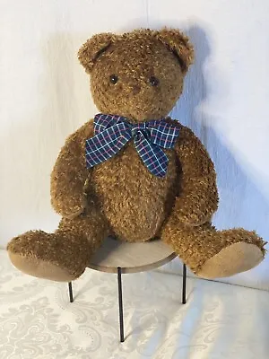 Melissa And Doug Teddy Bear Plush Brown Blue Plaid Bow Stuffed Animal Toy • $10.95