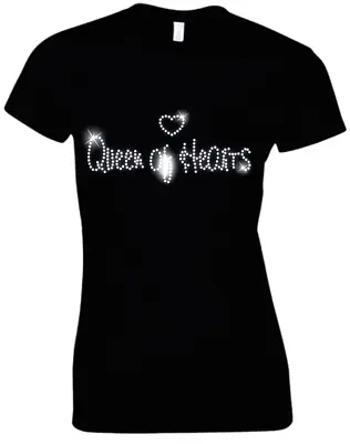 £9.99 • Buy QUEEN Of Hearts Ladies Crystal T Shirt  - Hen Night - 60s 70s 80s 90s All Sizes