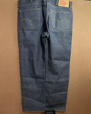 VINTAGE 90s LEVIS STRAIGHT DENIM JEANS SALVEDGE DEADSTOCK INDIGO 40 X 32 NWOT • $50.99