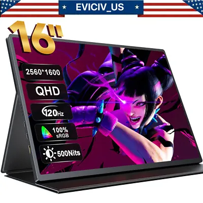 EVICIV 16  2K 120Hz Portable Monitor USB C Second Screen For Gaming Xbox Used US • $89.99