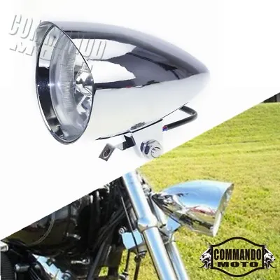 Motorcycle Tri-Bar 4.5  Bullet Headlight For Harley Sportster Chopper Bobber • $83.99