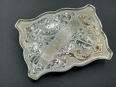 VOGT Sterling Fully Hand Engraved Belt Buckle With 10m Accent • $399