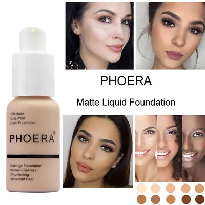Phoera Foundation Makeup Full Coverage Liquid Long Lasting Shade Base Brighten • $6.69