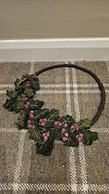 30cm NeedleFelted Holly And Berries Christmas Wreath Indoor • £24.99
