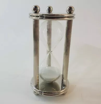 Hourglass 8 Minutes Sand Timer 6  Tall White Sand Vintage Style Silver • $11.99