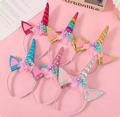 HOT SALE Unicorn Horn Flower Headband Fancy Halloween Kids Adult Party Gift • $15.73