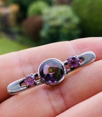 Antique Charles Horner Sterling Silver & Amethyst Thistle Brooch Chester 1905. • £159.95