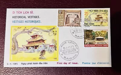 1975 South Vietnam FDC Stamp HISTORICAL VESTIGES SAIGON POSTMARK • $46.83