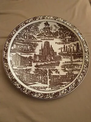 Houston Texas By Vernon Kilns 10 3/8 Inch Diameter Red And White Plate • $20